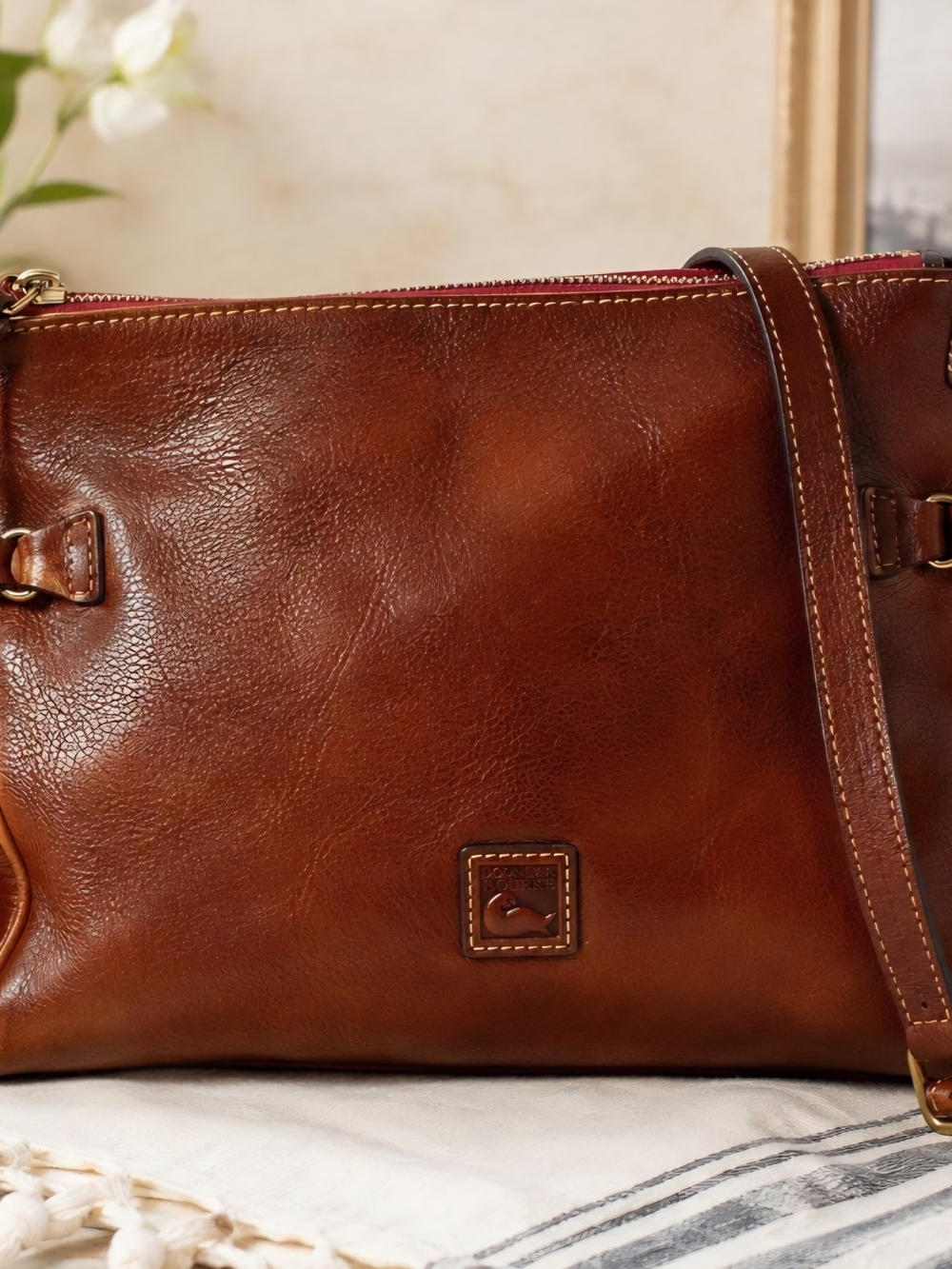 Dooney & Bourke Florentine Leather Crossbody Bag | British Tan Tassel Purse